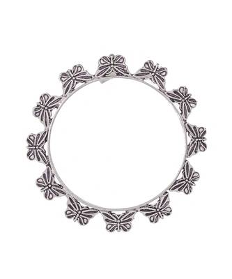 Set of 2 Silver Plated Oxidised Butterfly design bangles 3