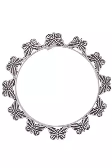 Set of 2 Silver Plated Oxidised Butterfly design bangles
