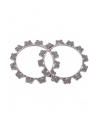 Set of 2 Silver Plated Oxidised Butterfly design bangles 4