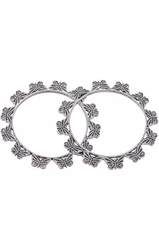 Set of 2 Silver Plated Oxidised Butterfly design bangles