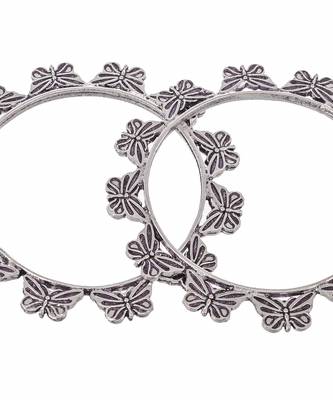Set of 2 Silver Plated Oxidised Butterfly design bangles 5