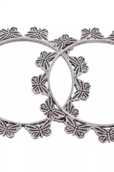 Set of 2 Silver Plated Oxidised Butterfly design bangles
