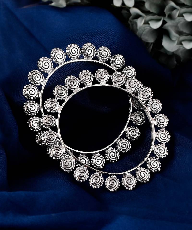 Set of 2 Silver Plated Oxidised Affinity bangles