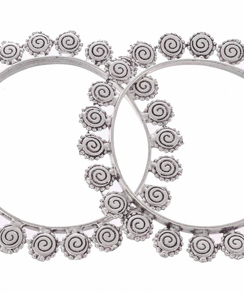 Set of 2 Silver Plated Oxidised Affinity bangles