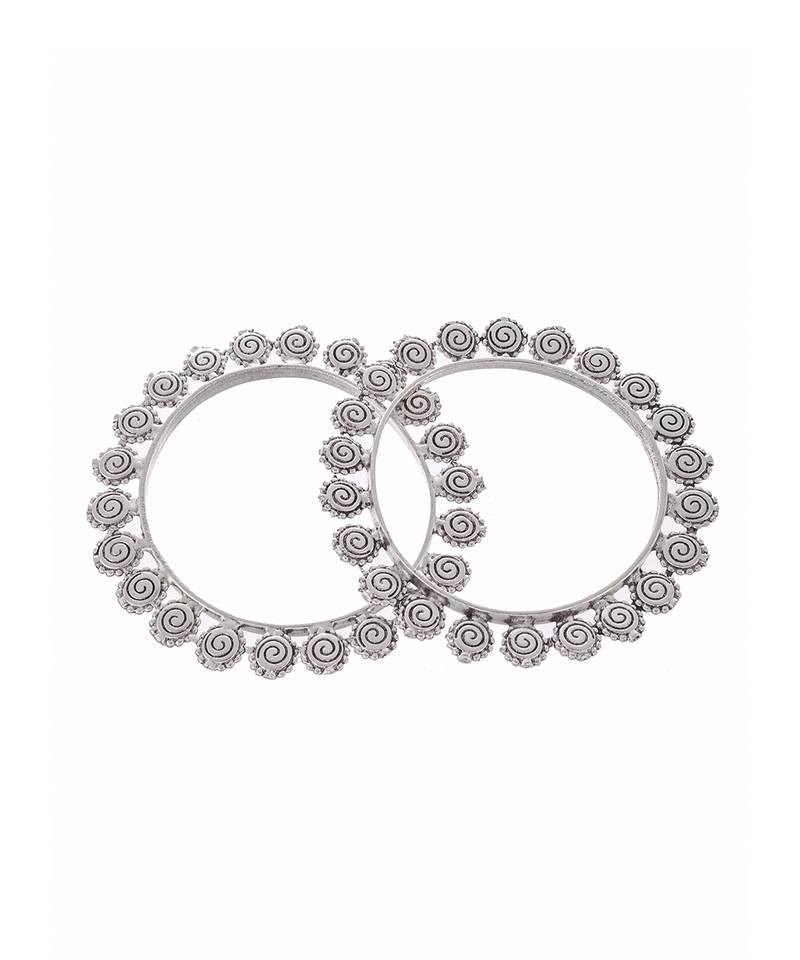Set of 2 Silver Plated Oxidised Affinity bangles