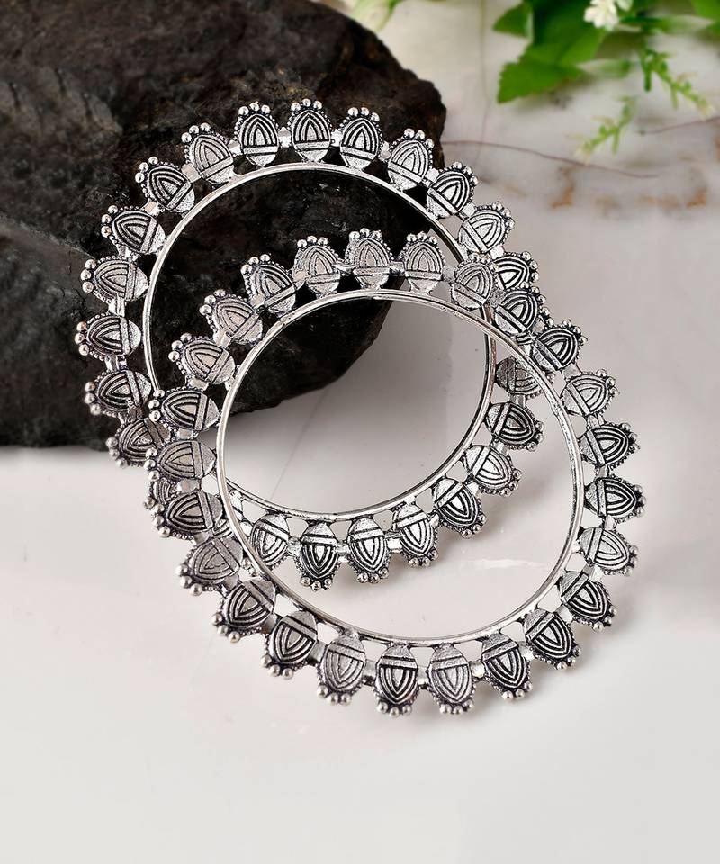 Set of 2 Silver Plated Oxidised bangles