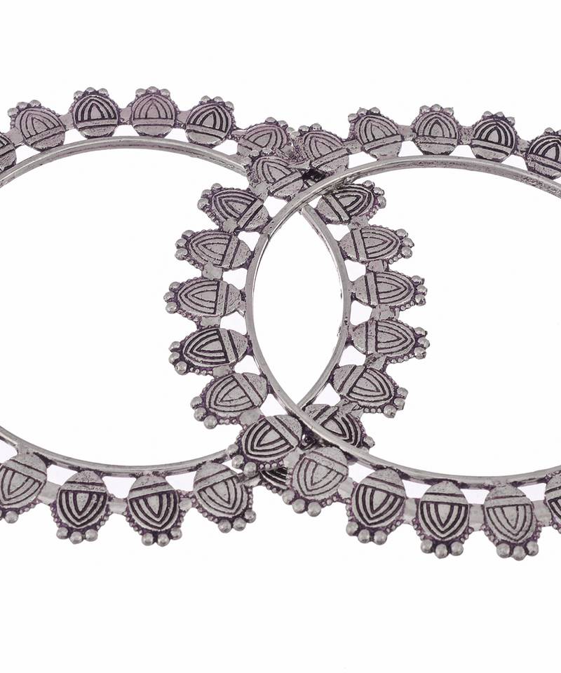 Set of 2 Silver Plated Oxidised bangles