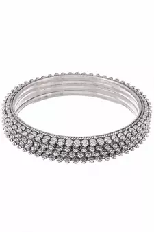 Set of 4 Silver Plated Oxidised bangles