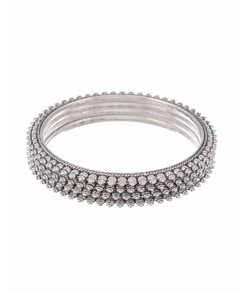 Set of 4 Silver Plated Oxidised bangles