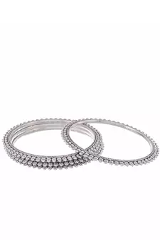 Set of 4 Silver Plated Oxidised bangles