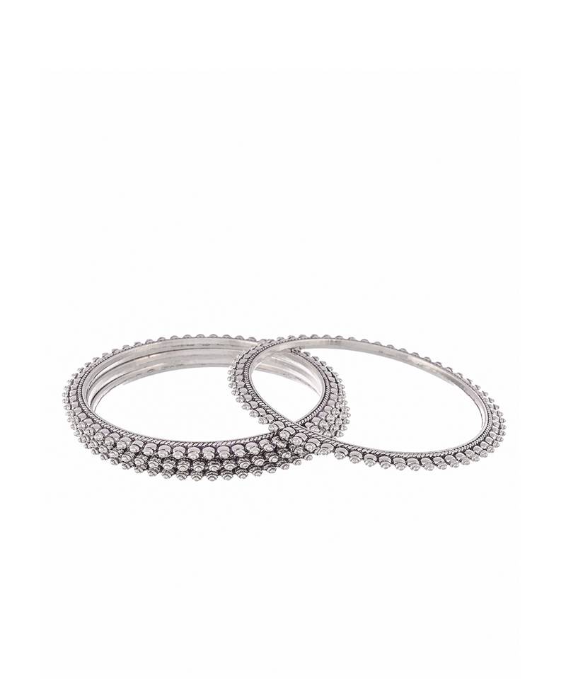 Set of 4 Silver Plated Oxidised bangles
