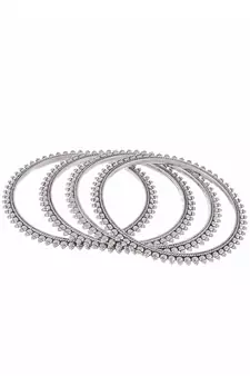 Set of 4 Silver Plated Oxidised bangles
