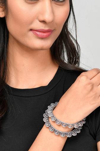 Set of 2 Silver Plated Oxidised bangles