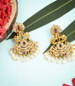 Gold pearl chandbali