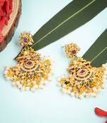 Gold pearl chandbali