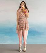 Printed Lotus Kali Embroidered Peplum With Dhoti And Dupatta