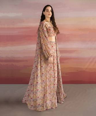 Printed Heavy Yoke Bandhgala Anarkali With Dupatta 4
