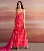 Printed Cups Embroidered Anarkali With Border Embroidered Organza Dupatta