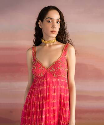 Printed Cups Embroidered Anarkali With Border Embroidered Organza Dupatta 3