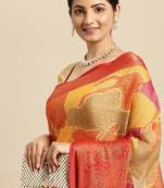 Multicolor printed brasso saree with blouse