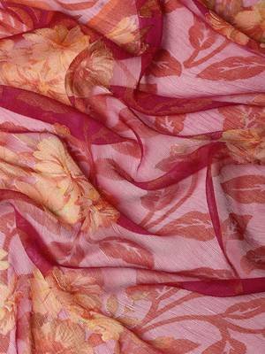 Pink printed brasso saree with blouse 5