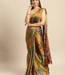 Multicolor printed brasso saree with blouse