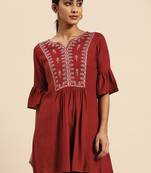 Ethnic Red Kurti For Traditional Looks