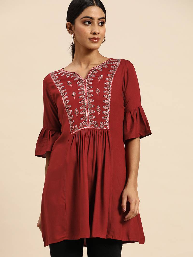 Ethnic Red Kurti For Traditional Looks