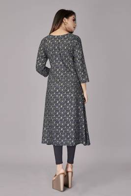 Designer Mill & Foil Printed Ethnic Kurti In Beautiful Blue Colour For Casual Party Looks 2