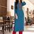 Casual Office Wear Designer Hand Work Blue Colour Kurti In Galaxi Cotton Fabric