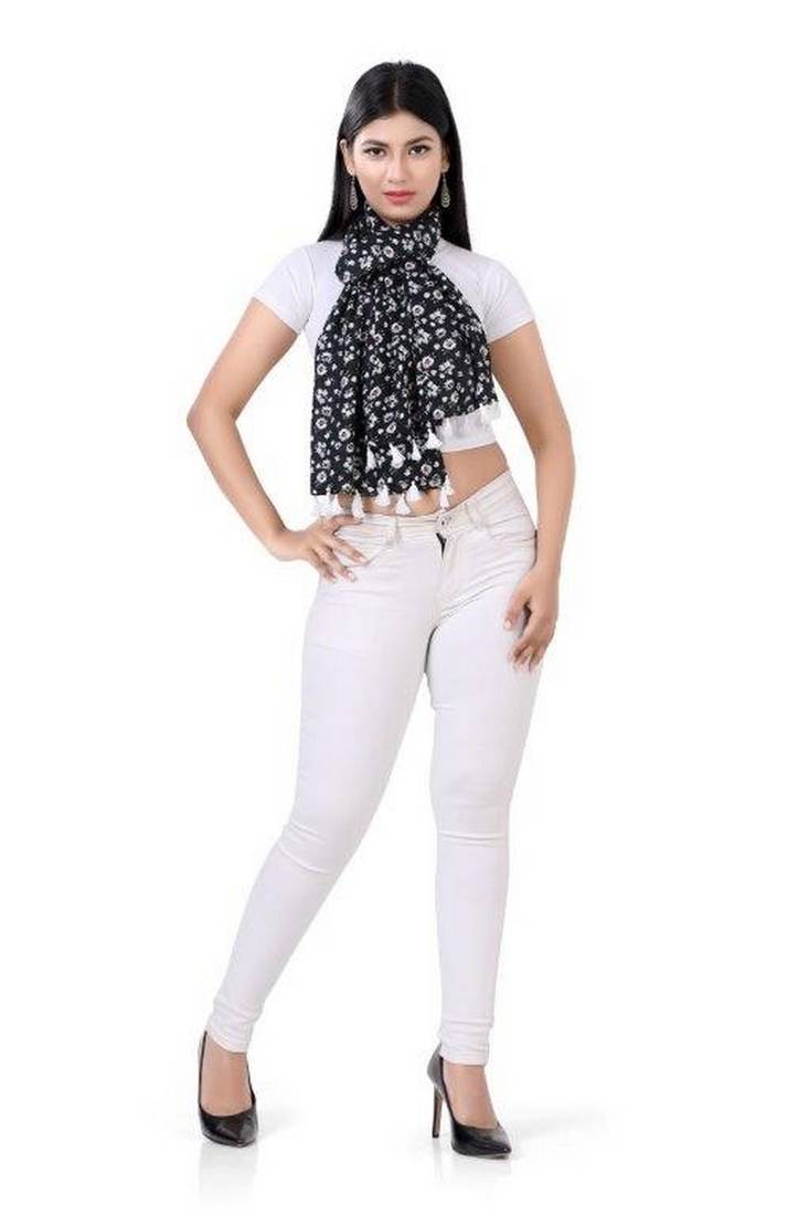 Printed Stole With Fringes