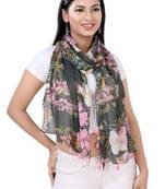 Pleated Printed Stole With Fringes