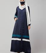 Front Open Nida Abaya With Contrast Stripes.