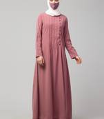 Abaya With Pin Tucks And Fancy Buttons