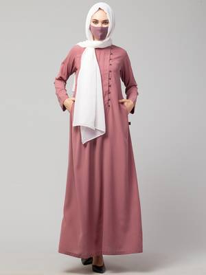 Abaya With Pin Tucks And Fancy Buttons 2