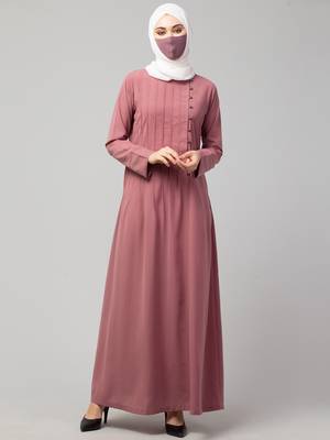 Abaya With Pin Tucks And Fancy Buttons 3