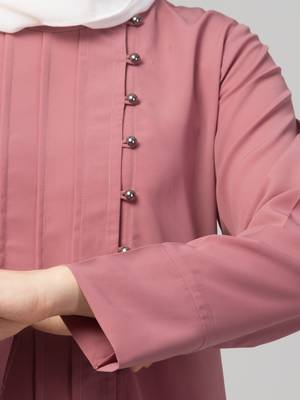 Abaya With Pin Tucks And Fancy Buttons 5