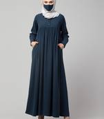 Abaya With Gather And Buttons On Yoke
