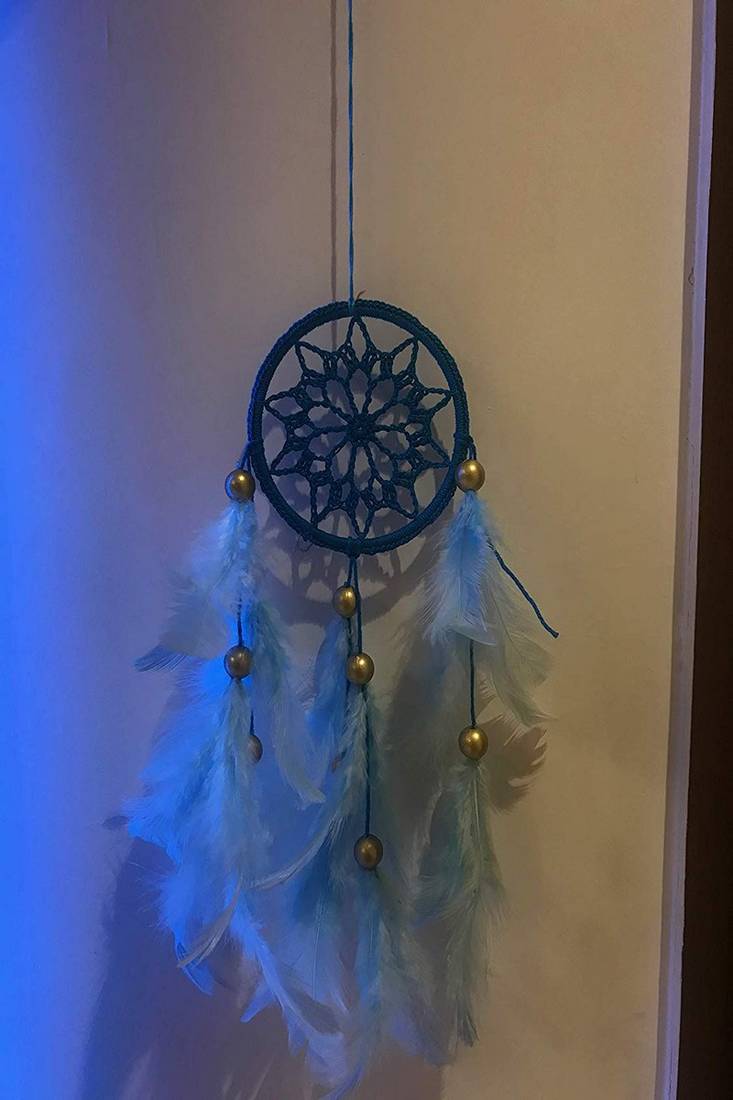 Rooh Dream Catcher Sky Blue Crochet  Handmade Hangings for Positivity Can be used as Home Decor Accents, Wall Hangings