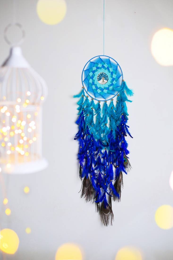 Rooh Dream Catcher  Tibet Tree With Peacock Feathers Large Dream Catcher  Handmade Hangings for Positivity .