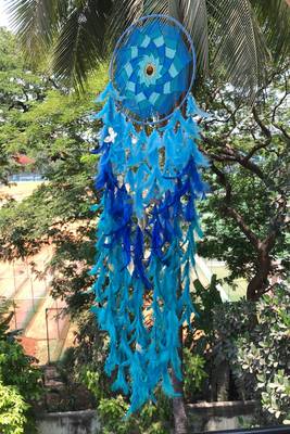 Rooh Dream Catcher  Large Blue Waves Wall Hanging  Handmade Hangings for Positivity Can be used as Home Decor Accents. 1