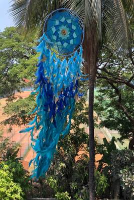 Rooh Dream Catcher  Large Blue Waves Wall Hanging  Handmade Hangings for Positivity Can be used as Home Decor Accents. 2