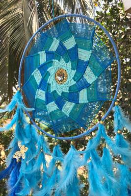 Rooh Dream Catcher  Large Blue Waves Wall Hanging  Handmade Hangings for Positivity Can be used as Home Decor Accents. 3