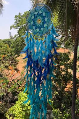 Rooh Dream Catcher  Large Blue Waves Wall Hanging  Handmade Hangings for Positivity Can be used as Home Decor Accents. 4
