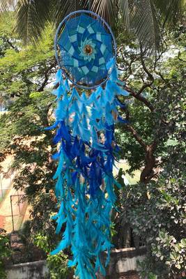 Rooh Dream Catcher  Large Blue Waves Wall Hanging  Handmade Hangings for Positivity Can be used as Home Decor Accents. 5