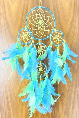 Rooh Dream Catcher  Neon green and blue 4 tier  Handmade Hangings for Positivity Can be used as Home Decor 3