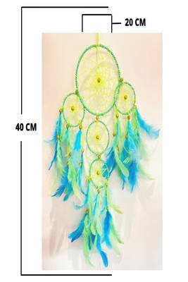 Rooh Dream Catcher  Neon green and blue 4 tier  Handmade Hangings for Positivity Can be used as Home Decor 4
