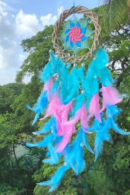 Rooh Dream Catcher Pastel Magic Wreath Dream Catcher Kids bedroom Party gift Handmade hangings Used for Wall Hanging. 1