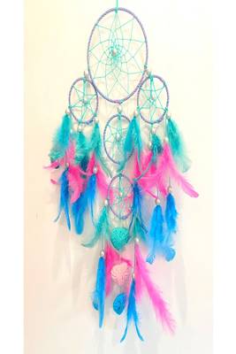 Rooh Dream Catcher  Pastel 4 Tier with Little Hearts  Handmade Hangings for Positivity 1