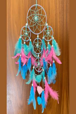 Rooh Dream Catcher  Pastel 4 Tier with Little Hearts  Handmade Hangings for Positivity 4